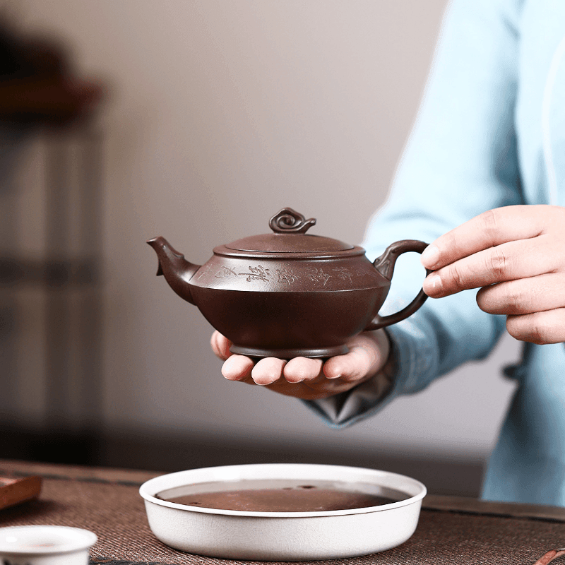 Yixing Zisha Teapot [Han Yun Pot] (Zi Ni - 280ml) - YIQIN TEA HOUSE | yiqinteahouse.com | 200-300ml, new arrival, teapot, teaware, zisha teapot