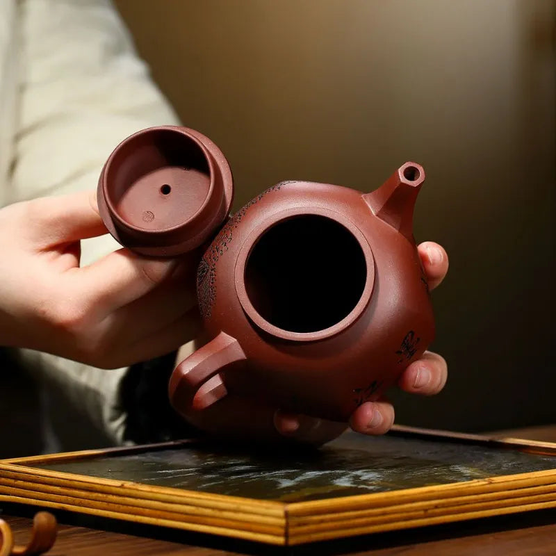 Yixing Zisha Teapot [Jiangnan Lifang Jing Lan] (Zi Ni - 220ml) - YIQIN TEA HOUSE | yiqinteahouse.com | 200-300ml, new arrival, teapot, teaware, zisha teapot