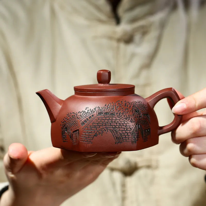 Yixing Zisha Teapot [Jiangnan Lifang Jing Lan] (Zi Ni - 220ml) - YIQIN TEA HOUSE | yiqinteahouse.com | 200-300ml, new arrival, teapot, teaware, zisha teapot