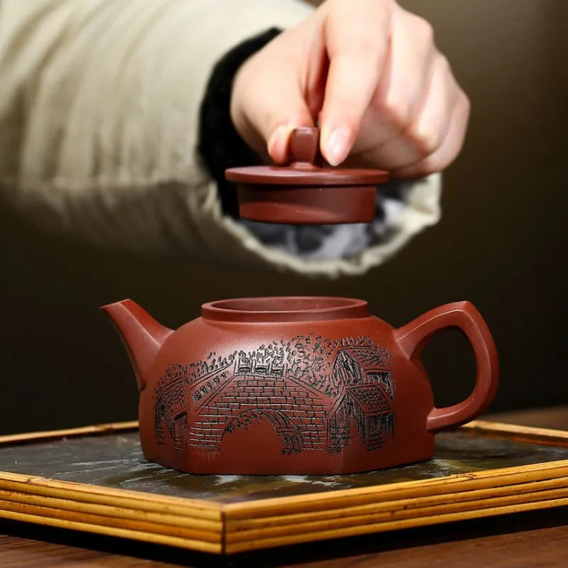 Yixing Zisha Teapot [Jiangnan Lifang Jing Lan] (Zi Ni - 220ml) - YIQIN TEA HOUSE | yiqinteahouse.com | 200-300ml, new arrival, teapot, teaware, zisha teapot