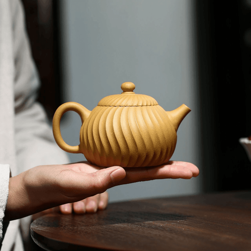 Yixing Zisha Teapot [Jinwen Wendan] (Huangjin Duan Ni - 230ml) - YIQIN TEA HOUSE | yiqinteahouse.com | 200-300ml, teapot, teaware, zisha teapot