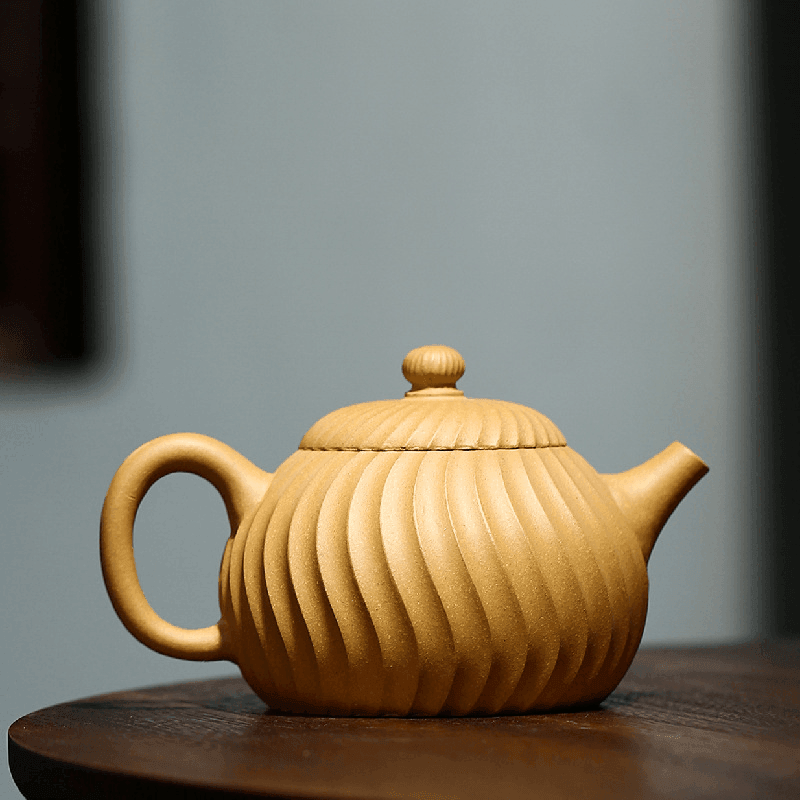 Yixing Zisha Teapot [Jinwen Wendan] (Huangjin Duan Ni - 230ml) - YIQIN TEA HOUSE | yiqinteahouse.com | 200-300ml, teapot, teaware, zisha teapot