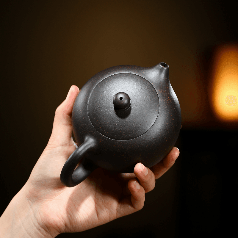 Yixing Zisha Teapot [Kagai Xishi] (Hei Jin Sha - 250ml) - YIQIN TEA HOUSE | yiqinteahouse.com | 200-300ml, teapot, teaware, zisha teapot