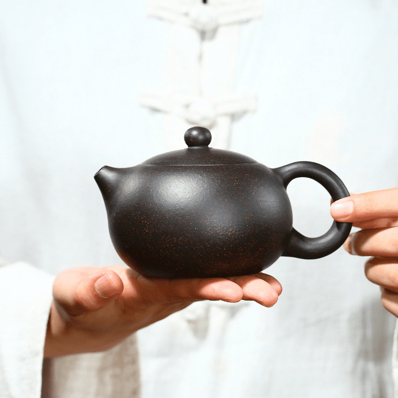 Yixing Zisha Teapot [Kagai Xishi] (Hei Jin Sha - 250ml) - YIQIN TEA HOUSE | yiqinteahouse.com | 200-300ml, teapot, teaware, zisha teapot