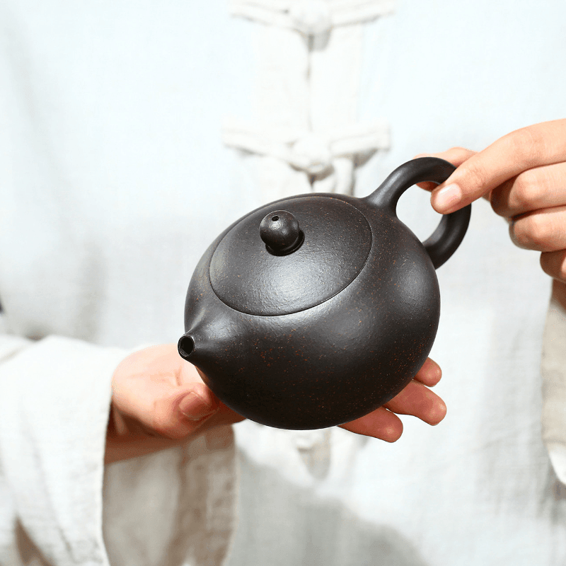 Yixing Zisha Teapot [Kagai Xishi] (Hei Jin Sha - 250ml) - YIQIN TEA HOUSE | yiqinteahouse.com | 200-300ml, teapot, teaware, zisha teapot