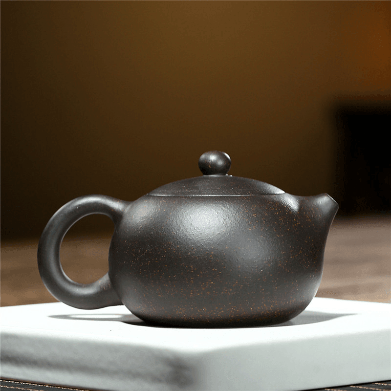 Yixing Zisha Teapot [Kagai Xishi] (Hei Jin Sha - 250ml) - YIQIN TEA HOUSE | yiqinteahouse.com | 200-300ml, teapot, teaware, zisha teapot