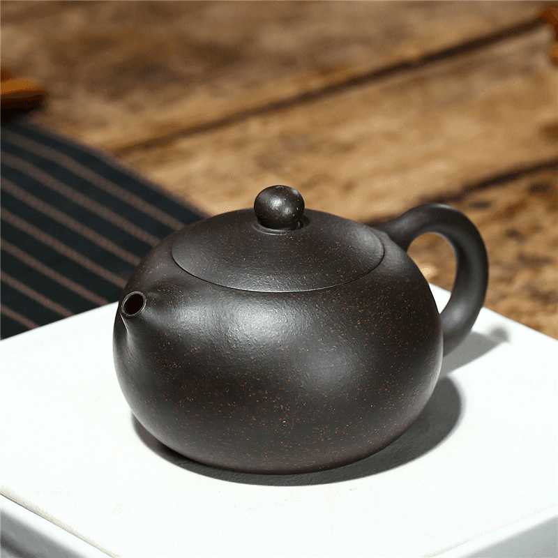 Yixing Zisha Teapot [Kagai Xishi] (Hei Jin Sha - 250ml) - YIQIN TEA HOUSE | yiqinteahouse.com | 200-300ml, teapot, teaware, zisha teapot