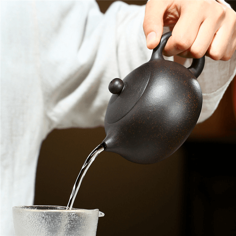 Yixing Zisha Teapot [Kagai Xishi] (Hei Jin Sha - 250ml) - YIQIN TEA HOUSE | yiqinteahouse.com | 200-300ml, teapot, teaware, zisha teapot