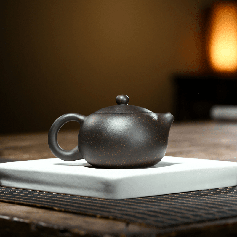 Yixing Zisha Teapot [Kagai Xishi] (Hei Jin Sha - 250ml) - YIQIN TEA HOUSE | yiqinteahouse.com | 200-300ml, teapot, teaware, zisha teapot