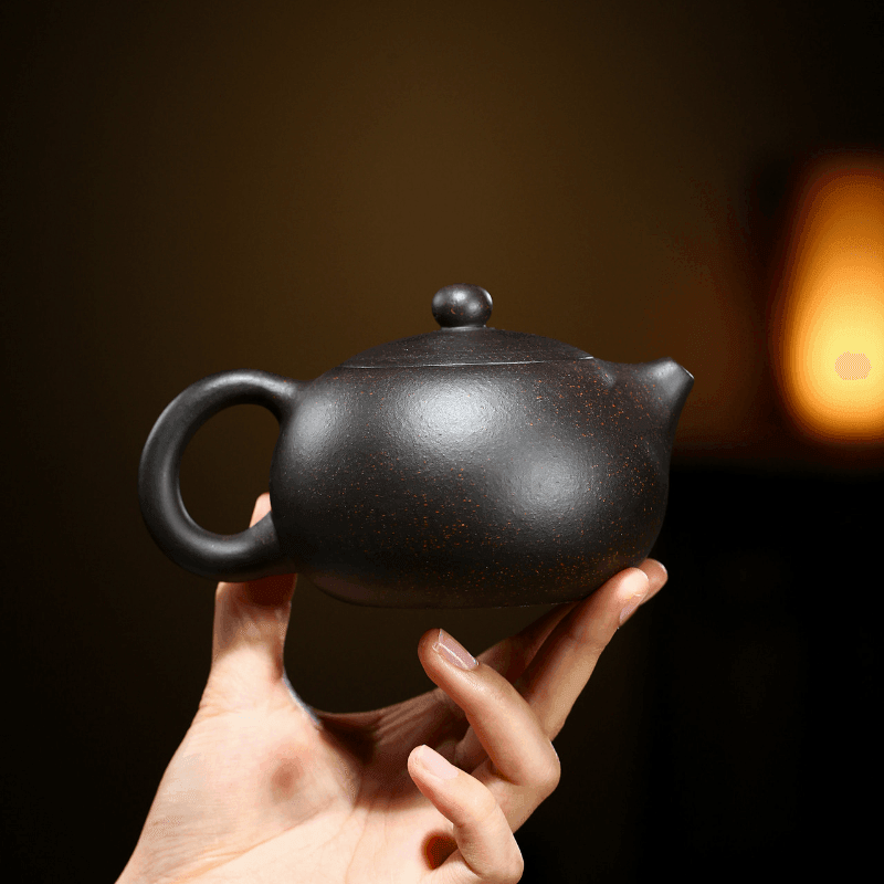 Yixing Zisha Teapot [Kagai Xishi] (Hei Jin Sha - 250ml) - YIQIN TEA HOUSE | yiqinteahouse.com | 200-300ml, teapot, teaware, zisha teapot