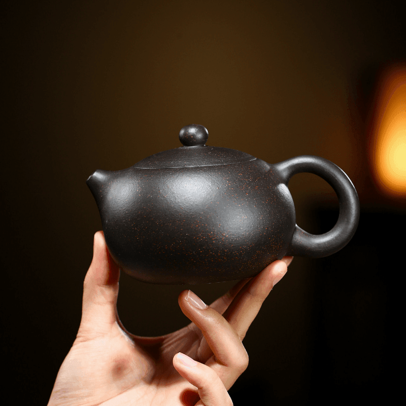 Yixing Zisha Teapot [Kagai Xishi] (Hei Jin Sha - 250ml) - YIQIN TEA HOUSE | yiqinteahouse.com | 200-300ml, teapot, teaware, zisha teapot