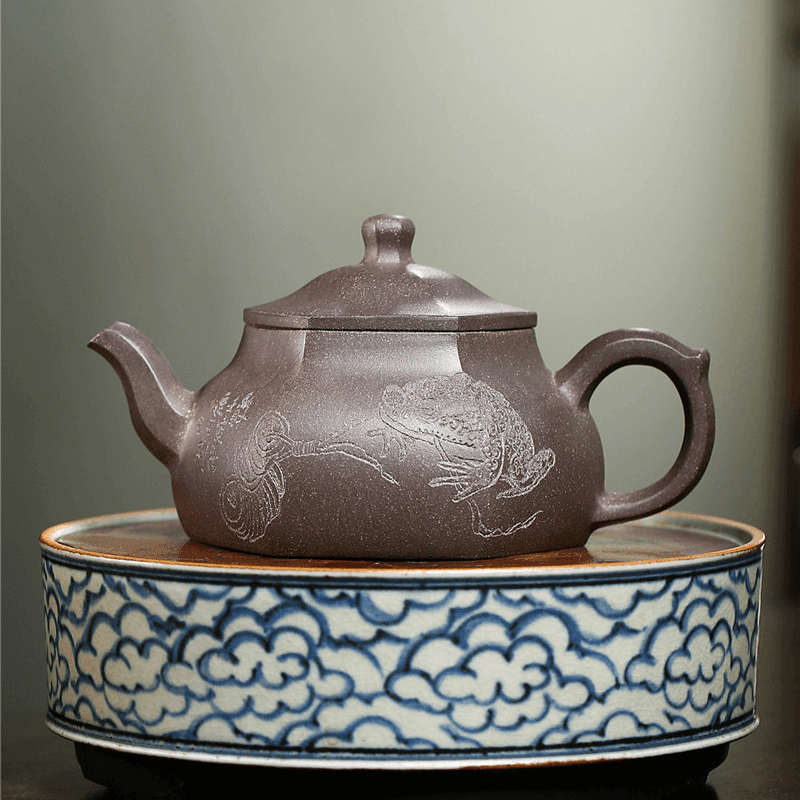 Yixing Zisha Teapot [Lifang Nacai] (Qinghua Ni - 250ml) - YIQIN TEA HOUSE | yiqinteahouse.com | 200-300ml, new arrival, teapot, teaware, zisha teapot