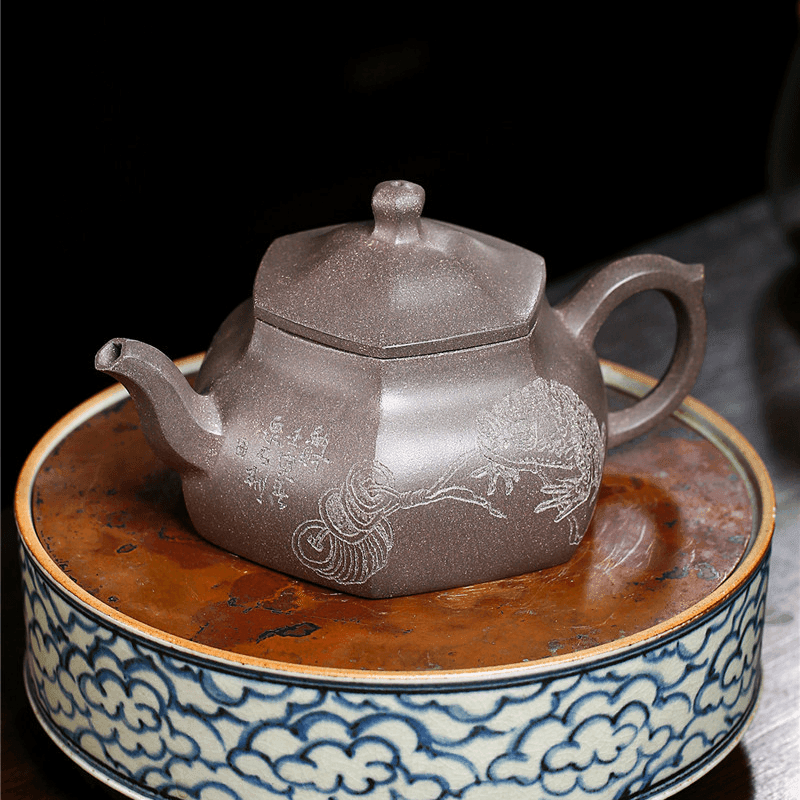 Yixing Zisha Teapot [Lifang Nacai] (Qinghua Ni - 250ml) - YIQIN TEA HOUSE | yiqinteahouse.com | 200-300ml, new arrival, teapot, teaware, zisha teapot