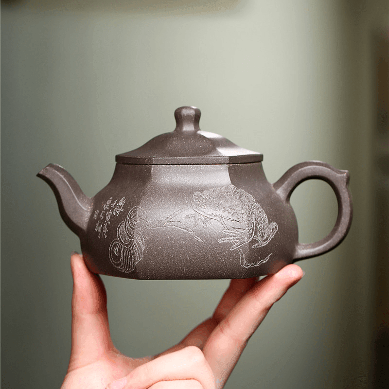 Yixing Zisha Teapot [Lifang Nacai] (Qinghua Ni - 250ml) - YIQIN TEA HOUSE | yiqinteahouse.com | 200-300ml, new arrival, teapot, teaware, zisha teapot