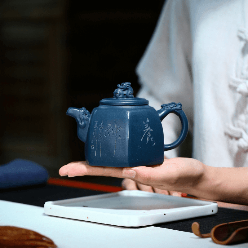 Yixing Zisha Teapot [Liufang Shenyun] (Tian Qing Ni - 320ml) - YIQIN TEA HOUSE | yiqinteahouse.com | >300ml, new arrival, teapot, teaware, zisha teapot