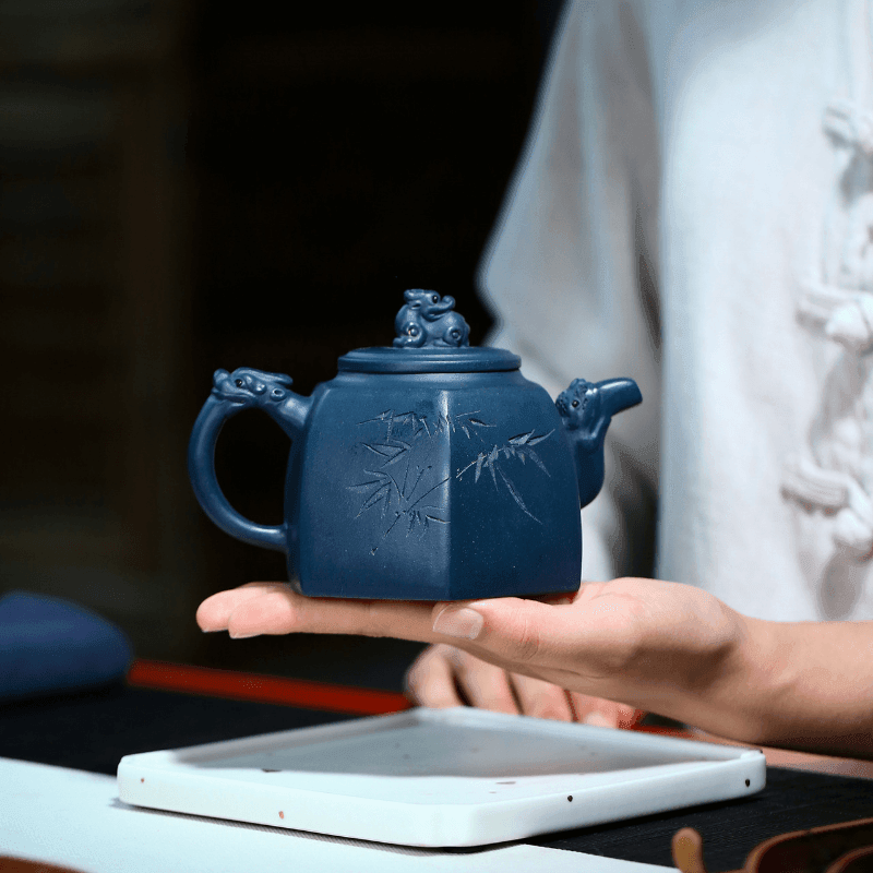 Yixing Zisha Teapot [Liufang Shenyun] (Tian Qing Ni - 320ml) - YIQIN TEA HOUSE | yiqinteahouse.com | >300ml, new arrival, teapot, teaware, zisha teapot