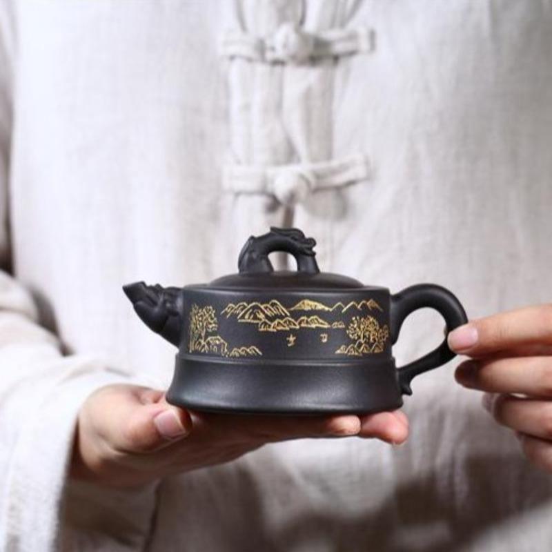 Yixing Zisha Teapot [Long Ting] (Wujin Ni - 225ml) - YIQIN TEA HOUSE | yiqinteahouse.com | 200-300ml, teapot, teaware, zisha teapot