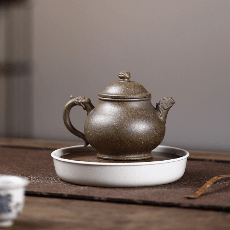 Yixing Zisha Teapot [Long Yun Pan Hu] (Long Bei Qing - 260ml) - YIQIN TEA HOUSE | yiqinteahouse.com | 200-300ml, new arrival, teapot, teaware, zisha teapot