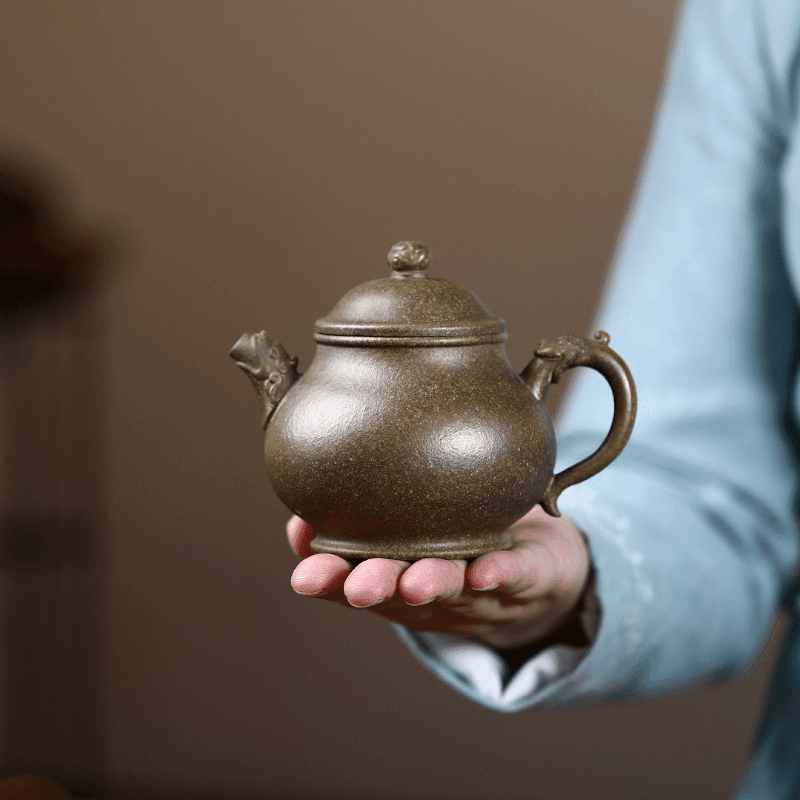 Yixing Zisha Teapot [Long Yun Pan Hu] (Long Bei Qing - 260ml) - YIQIN TEA HOUSE | yiqinteahouse.com | 200-300ml, new arrival, teapot, teaware, zisha teapot