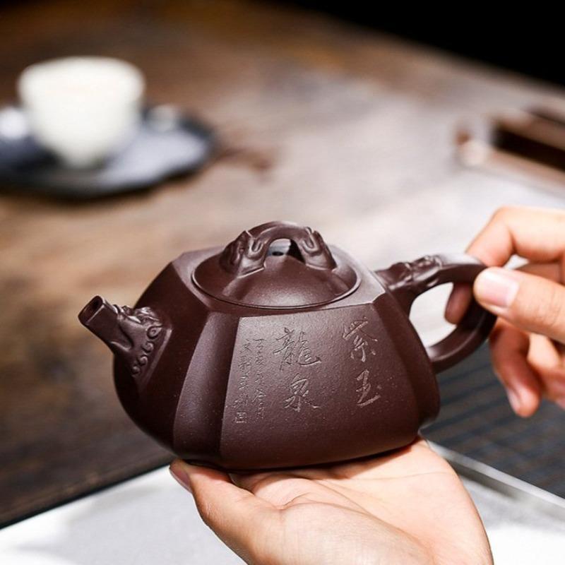 Yixing Zisha Teapot [Longquan] (Zi Ni - 260ml) - YIQIN TEA HOUSE | yiqinteahouse.com | >300ml, teapot, teaware, zisha teapot