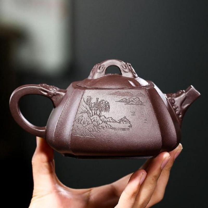 Yixing Zisha Teapot [Longquan] (Zi Ni - 260ml) - YIQIN TEA HOUSE | yiqinteahouse.com | >300ml, teapot, teaware, zisha teapot