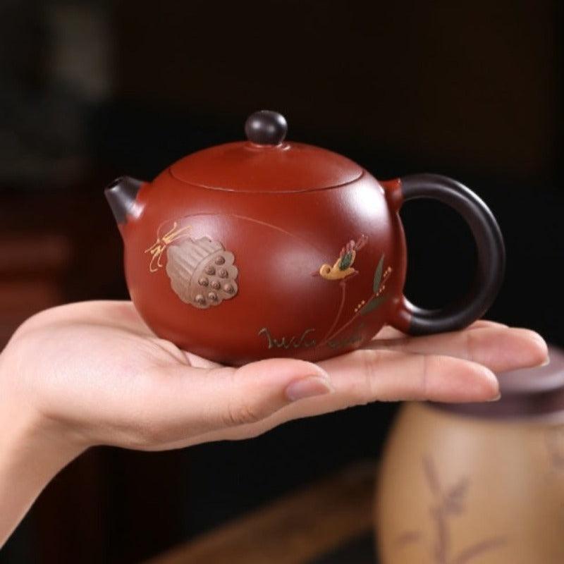 Yixing Zisha Teapot [Lotus Seed Xishi] (Zhu Ni - 200ml) - YIQIN TEA HOUSE | yiqinteahouse.com | 200-300ml, teapot, teaware, zisha teapot