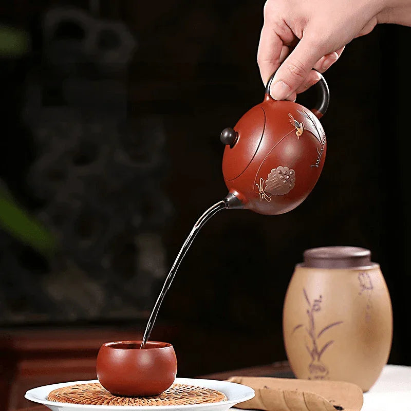 Yixing Zisha Teapot [Lotus Seed Xishi] (Zhu Ni - 200ml) - YIQIN TEA HOUSE | yiqinteahouse.com | 200-300ml, teapot, teaware, zisha teapot