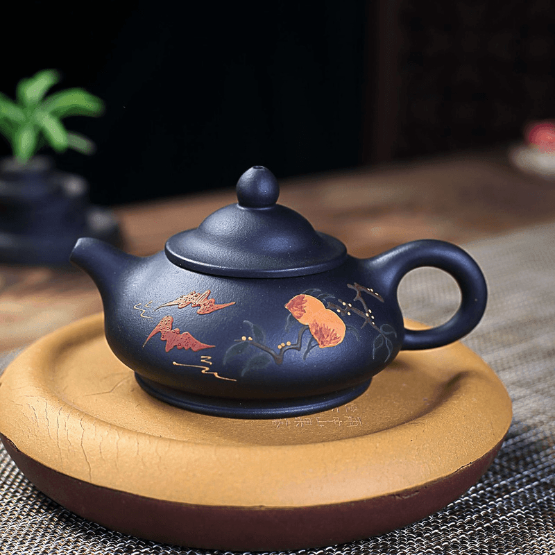 Yixing Zisha Teapot [Officer Hat] (Hei Ni - 240ml) - YIQIN TEA HOUSE | yiqinteahouse.com | 200-300ml, new arrival, teapot, teaware, zisha teapot