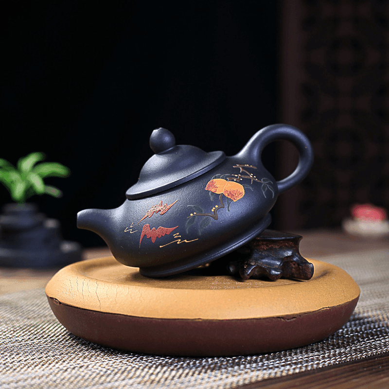 Yixing Zisha Teapot [Officer Hat] (Hei Ni - 240ml) - YIQIN TEA HOUSE | yiqinteahouse.com | 200-300ml, new arrival, teapot, teaware, zisha teapot