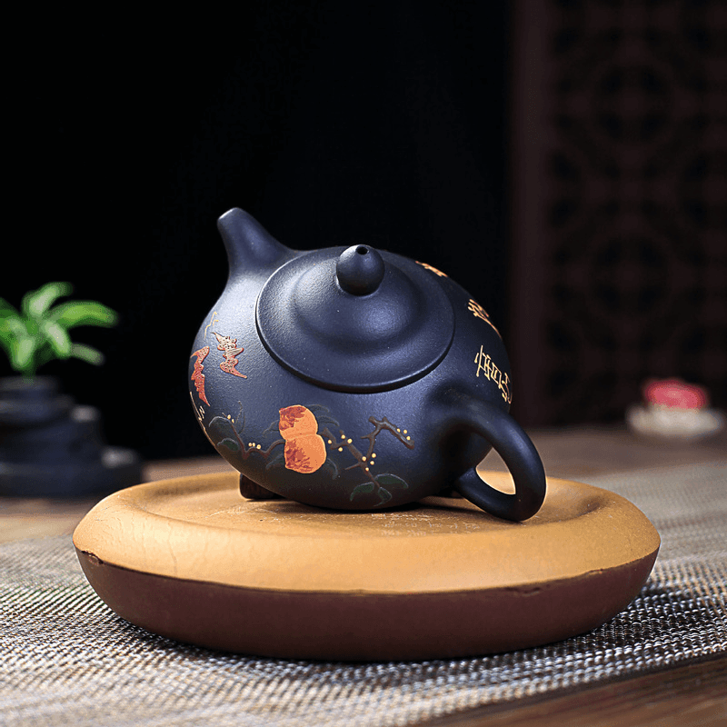 Yixing Zisha Teapot [Officer Hat] (Hei Ni - 240ml) - YIQIN TEA HOUSE | yiqinteahouse.com | 200-300ml, new arrival, teapot, teaware, zisha teapot