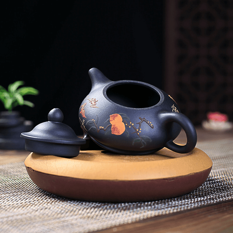 Yixing Zisha Teapot [Officer Hat] (Hei Ni - 240ml) - YIQIN TEA HOUSE | yiqinteahouse.com | 200-300ml, new arrival, teapot, teaware, zisha teapot