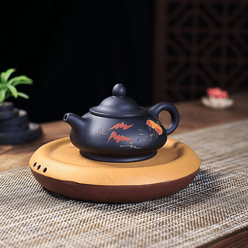 Yixing Zisha Teapot [Officer Hat] (Hei Ni - 240ml) - YIQIN TEA HOUSE | yiqinteahouse.com | 200-300ml, new arrival, teapot, teaware, zisha teapot