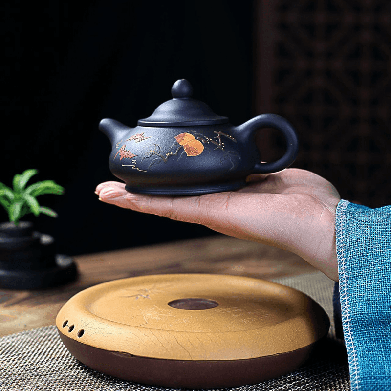 Yixing Zisha Teapot [Officer Hat] (Hei Ni - 240ml) - YIQIN TEA HOUSE | yiqinteahouse.com | 200-300ml, new arrival, teapot, teaware, zisha teapot