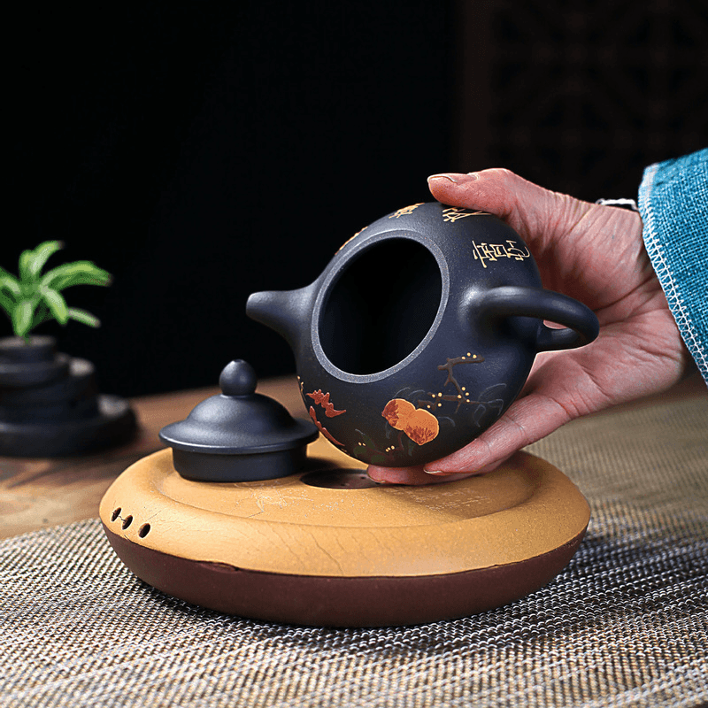 Yixing Zisha Teapot [Officer Hat] (Hei Ni - 240ml) - YIQIN TEA HOUSE | yiqinteahouse.com | 200-300ml, new arrival, teapot, teaware, zisha teapot