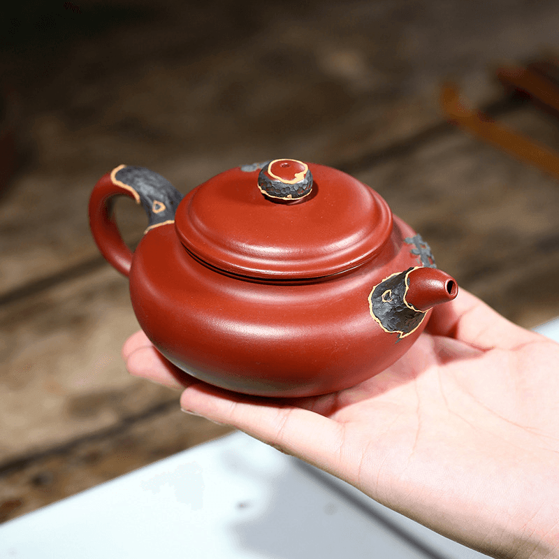 Yixing Zisha Teapot [Pine Needle Antique] (Dahongpao - 200ml) - YIQIN TEA HOUSE | yiqinteahouse.com | 200-300ml, teapot, teaware, zisha teapot