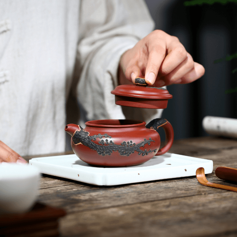 Yixing Zisha Teapot [Pine Needle Antique] (Dahongpao - 200ml) - YIQIN TEA HOUSE | yiqinteahouse.com | 200-300ml, teapot, teaware, zisha teapot