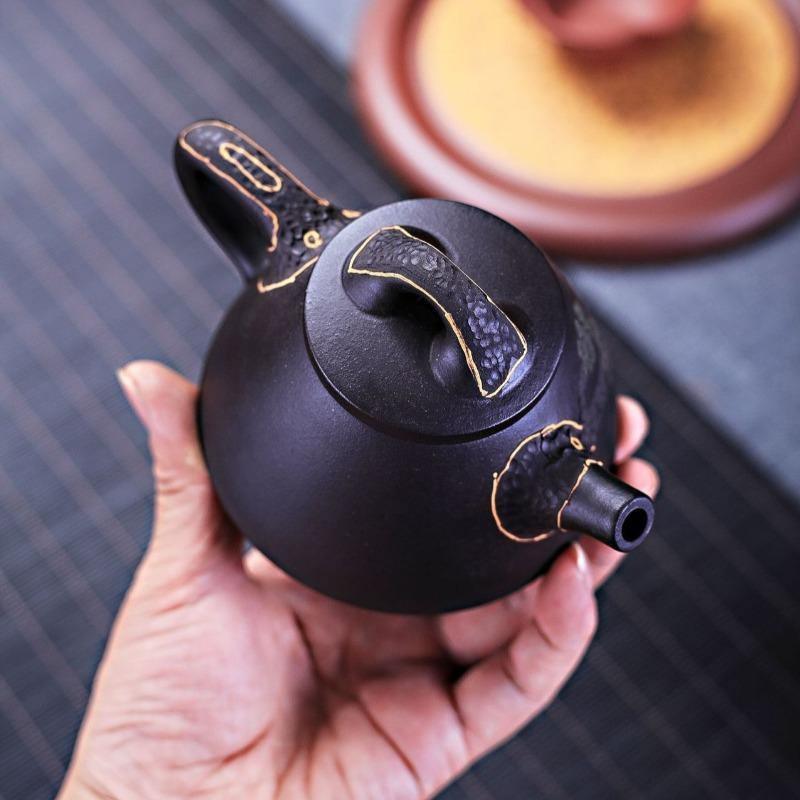 Yixing Zisha Teapot [Pine Needle Lord Shi Piao] (Hei Ni - 190ml) - YIQIN TEA HOUSE | yiqinteahouse.com | <200ml, teapot, teaware, zisha teapot