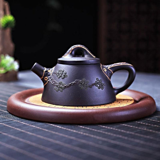 Yixing Zisha Teapot [Pine Needle Lord Shi Piao] (Hei Ni - 190ml) - YIQIN TEA HOUSE | yiqinteahouse.com | <200ml, teapot, teaware, zisha teapot