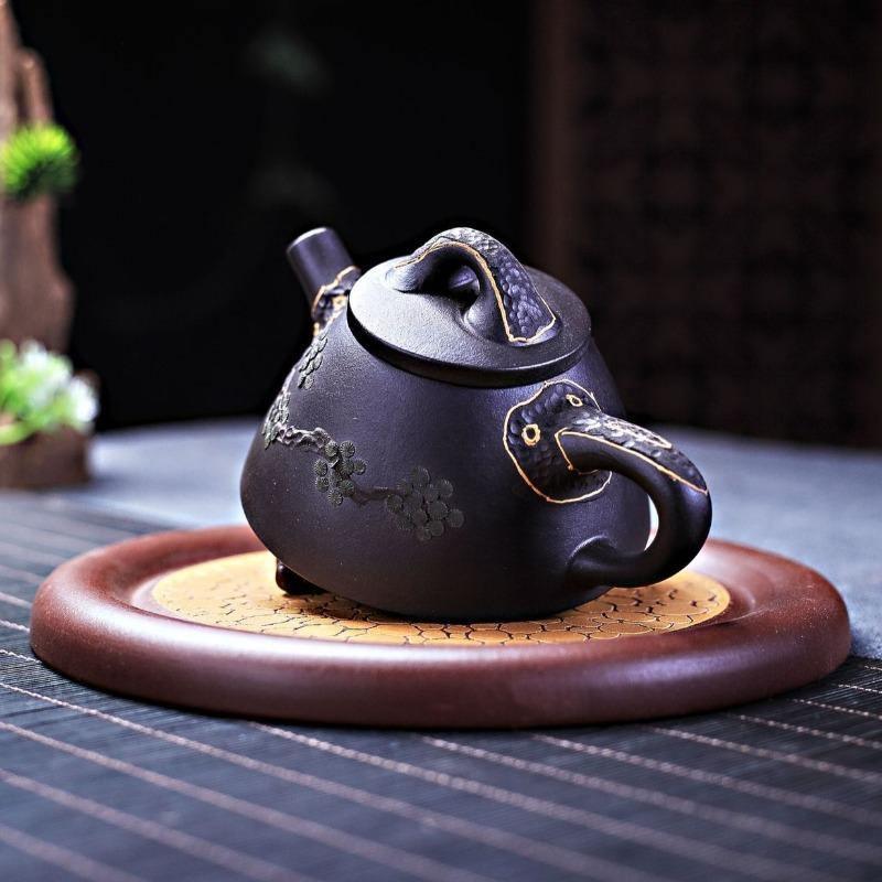 Yixing Zisha Teapot [Pine Needle Lord Shi Piao] (Hei Ni - 190ml) - YIQIN TEA HOUSE | yiqinteahouse.com | <200ml, teapot, teaware, zisha teapot