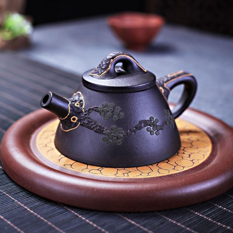 Yixing Zisha Teapot [Pine Needle Lord Shi Piao] (Hei Ni - 190ml) - YIQIN TEA HOUSE | yiqinteahouse.com | <200ml, teapot, teaware, zisha teapot