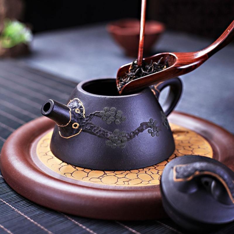 Yixing Zisha Teapot [Pine Needle Lord Shi Piao] (Hei Ni - 190ml) - YIQIN TEA HOUSE | yiqinteahouse.com | <200ml, teapot, teaware, zisha teapot