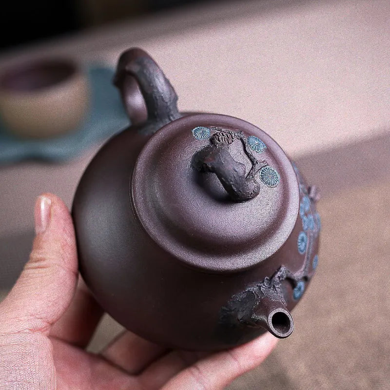 Yixing Zisha Teapot [Pine Needle Pot] (Zi Ni - 230ml) - YIQIN TEA HOUSE | yiqinteahouse.com | 200-300ml, new arrival, teapot, teaware, zisha teapot