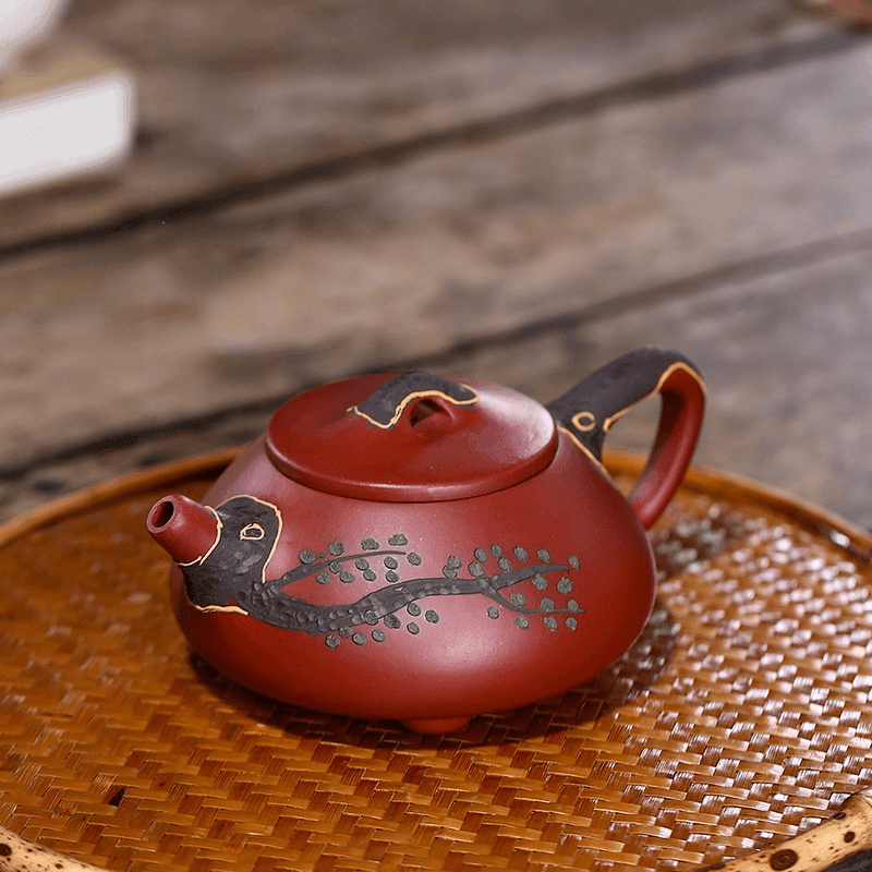 Yixing Zisha Teapot [Pine Needle Shi Piao] (Dahongpao - 200ml) - YIQIN TEA HOUSE | yiqinteahouse.com | 200-300ml, teapot, teaware, zisha teapot