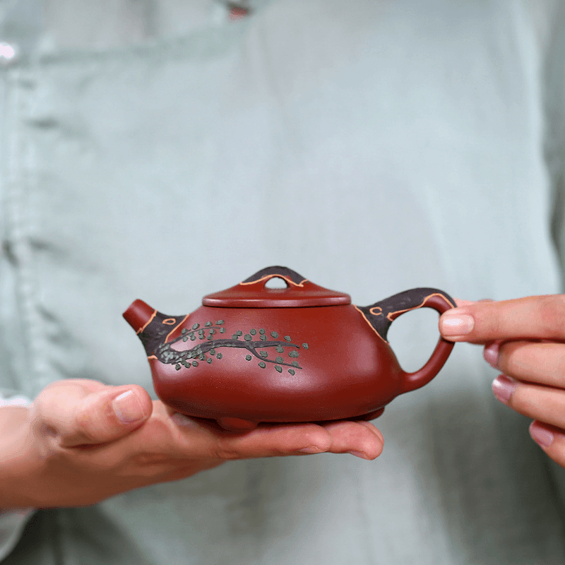 Yixing Zisha Teapot [Pine Needle Shi Piao] (Dahongpao - 200ml) - YIQIN TEA HOUSE | yiqinteahouse.com | 200-300ml, teapot, teaware, zisha teapot