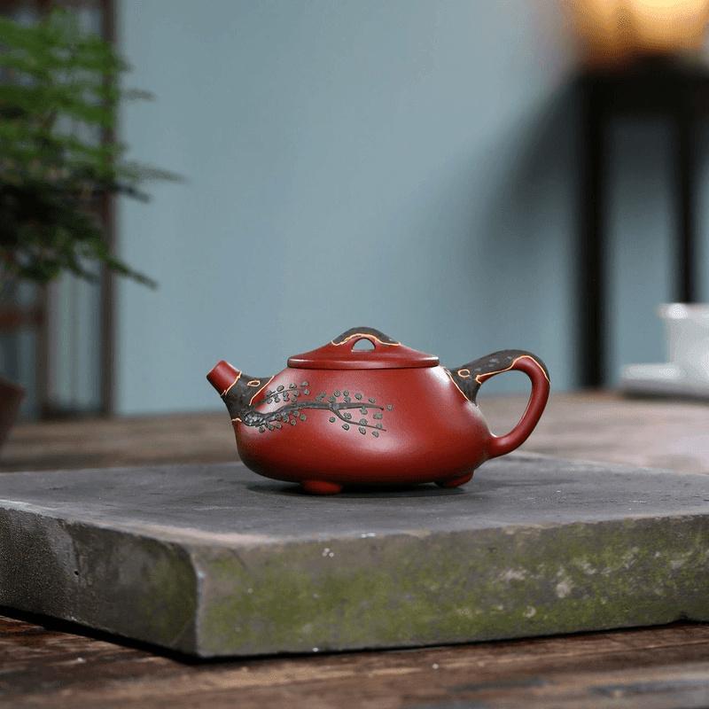 Yixing Zisha Teapot [Pine Needle Shi Piao] (Dahongpao - 200ml) - YIQIN TEA HOUSE | yiqinteahouse.com | 200-300ml, teapot, teaware, zisha teapot