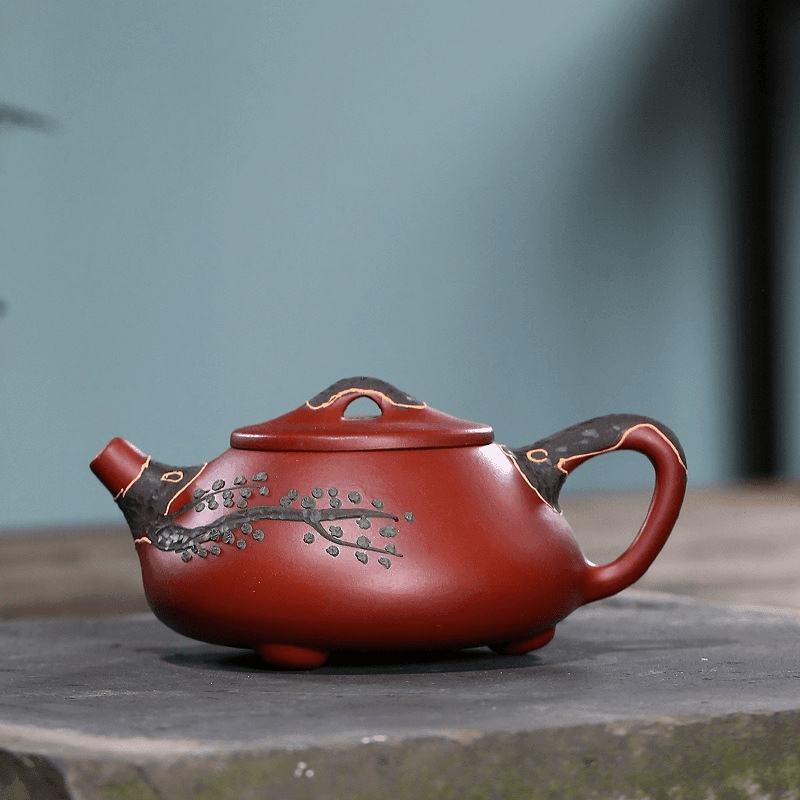 Yixing Zisha Teapot [Pine Needle Shi Piao] (Dahongpao - 200ml) - YIQIN TEA HOUSE | yiqinteahouse.com | 200-300ml, teapot, teaware, zisha teapot