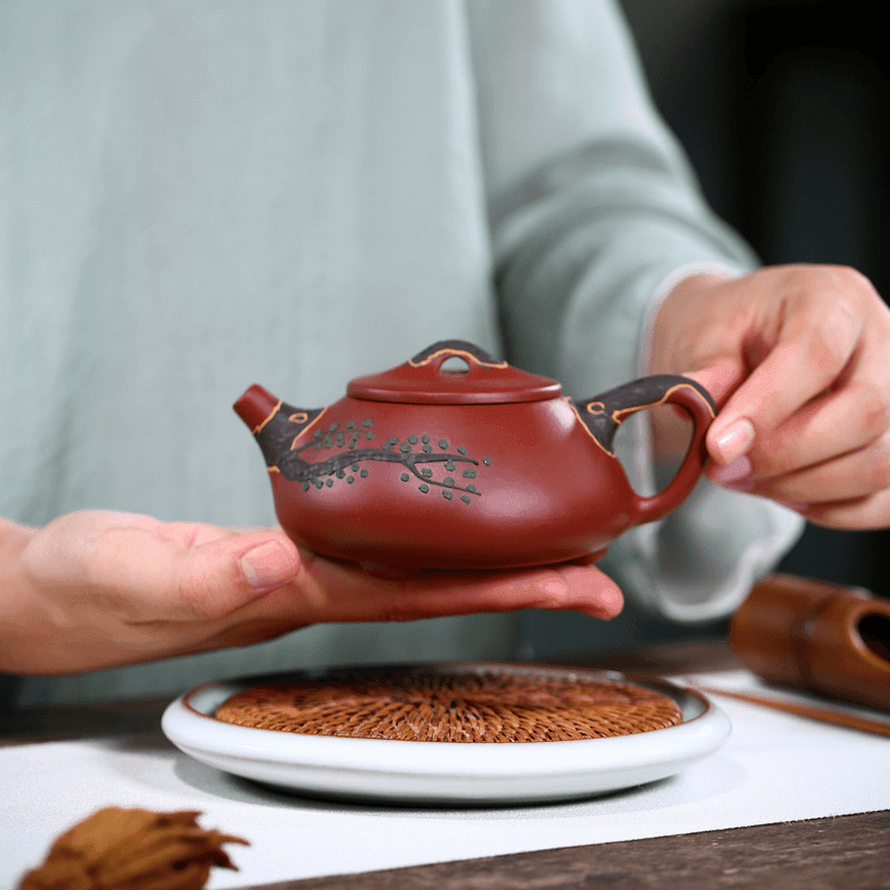 Yixing Zisha Teapot [Pine Needle Shi Piao] (Dahongpao - 200ml) - YIQIN TEA HOUSE | yiqinteahouse.com | 200-300ml, teapot, teaware, zisha teapot