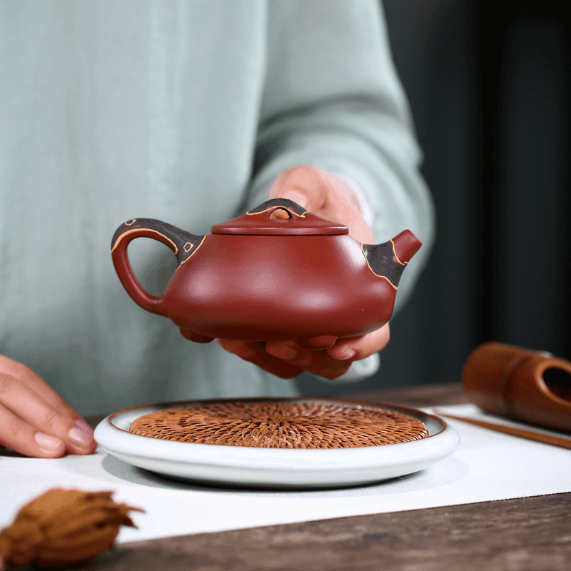 Yixing Zisha Teapot [Pine Needle Shi Piao] (Dahongpao - 200ml) - YIQIN TEA HOUSE | yiqinteahouse.com | 200-300ml, teapot, teaware, zisha teapot