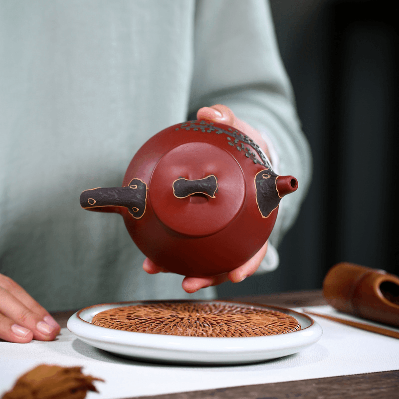 Yixing Zisha Teapot [Pine Needle Shi Piao] (Dahongpao - 200ml) - YIQIN TEA HOUSE | yiqinteahouse.com | 200-300ml, teapot, teaware, zisha teapot