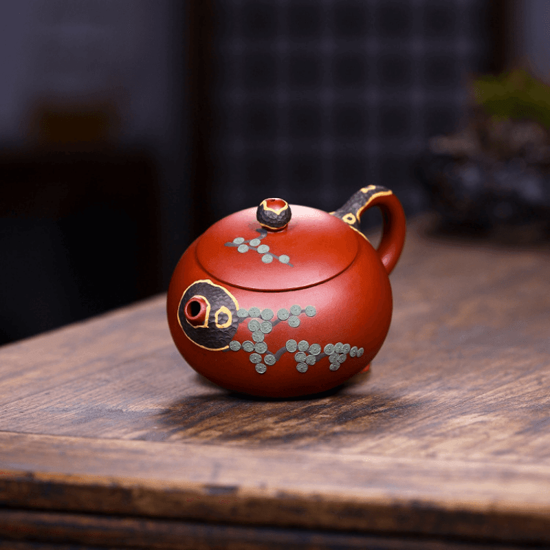 Yixing Zisha Teapot [Pine Needle Xishi] (Dahongpao - 260ml) - YIQIN TEA HOUSE | yiqinteahouse.com | 200-300ml, teapot, teaware, zisha teapot